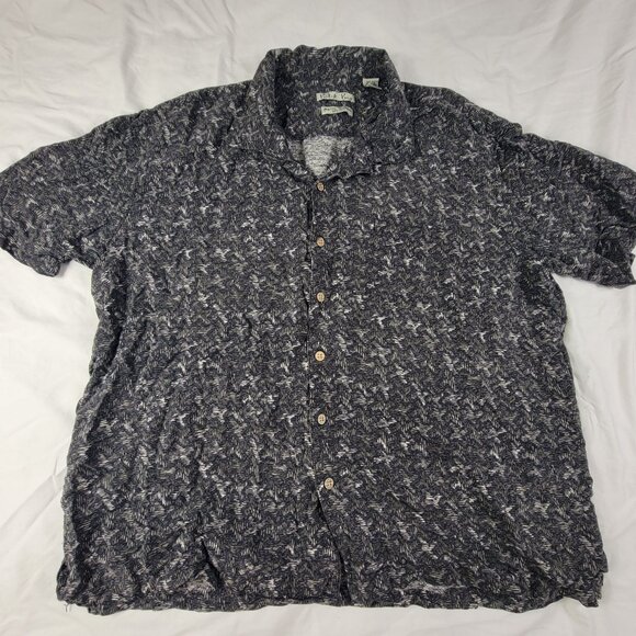 Batik Bay Mens 2XL Silk Button Up Short Sleeve Shirt Black Casual Summer Outdoor - Picture 1 of 7